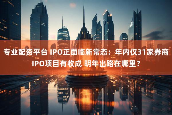 专业配资平台 IPO正面临新常态：年内仅31家券商IPO项目有收成 明年出路在哪里？